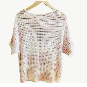 Marled Reunited Mesh Knitted Tie Dye Women’s Short Sleeves Sweater Sz M
